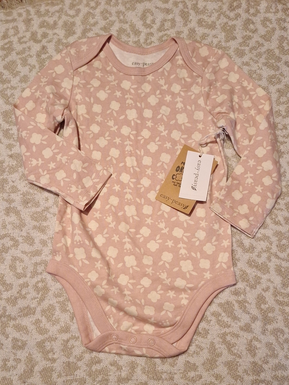 easy peasy Pink Floral Long-Sleeve Baby Bodysuit